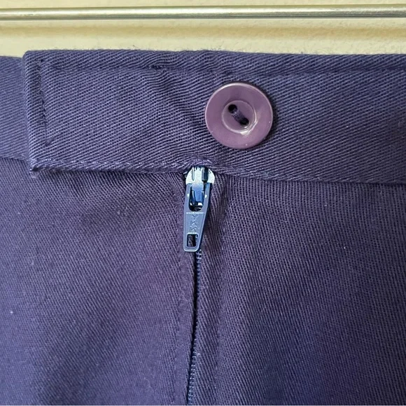 Vintage Navy Pleated Midi Skirt High Waist Gold Button - Picture 8 of 9